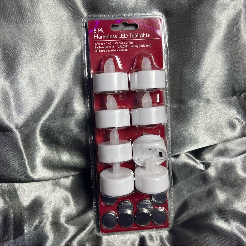 1” Flameless LED Tea Lights Batteries White 8pc‎ Indoor Decorating Accents Gift